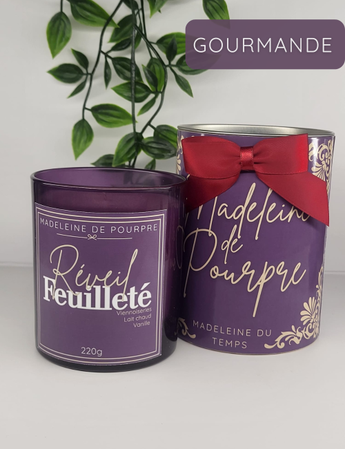 Réveil Feuilleté - Bougie Parfumée Croissant au beurre  - Cire Végétale Premium - 220g