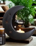 Brûle-parfum lune noire suspendue pour fondants parfumés. Madeleine de Pourpre.