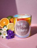 Bougie parfumée Cire végétale. Senteur florale et sucrée Mirage céleste. Bougie madeleine de pourpre holographique.