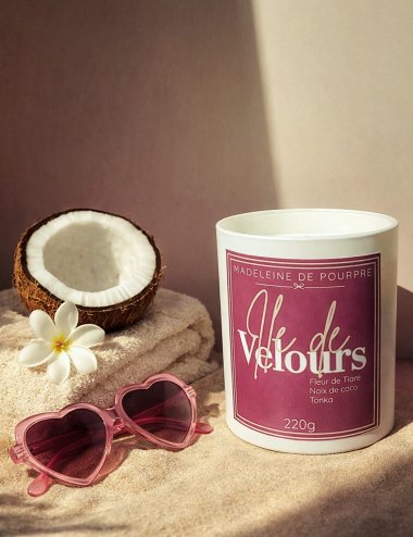 Ile de velours - Bougie Parfumée 220g - Fleur de Tiaré-Noix de coco
