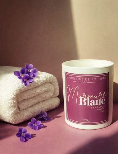 Murmure Blanc- Bougie Parfumée 220g - Fleur d'oranger-Musc
