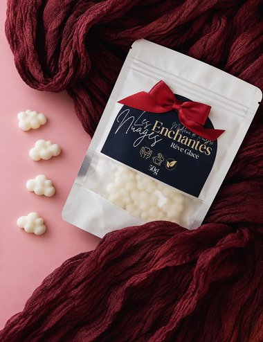 Fondants solides parfumés Madeleine de Pourpre en cire végétale premium. Senteur festive menthe chocolat