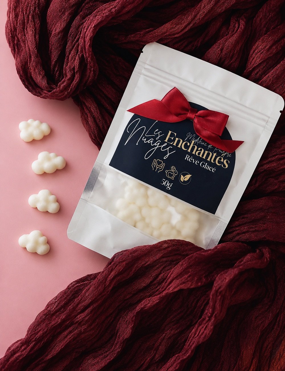 Fondants solides parfumés Madeleine de Pourpre en cire végétale premium. Senteur festive menthe chocolat