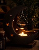 Brûle-parfum lune noire de nuit suspendue pour fondants parfumés. Madeleine de Pourpre.