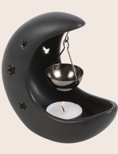 Brûleur noir Lune suspendue Grès pour fondants