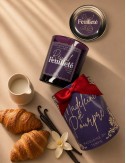 Bougie parfumée aux notes gourmandes de croissant au beurre,lait chaud et vanille. Cire végétale Madeleine de Pourpre.