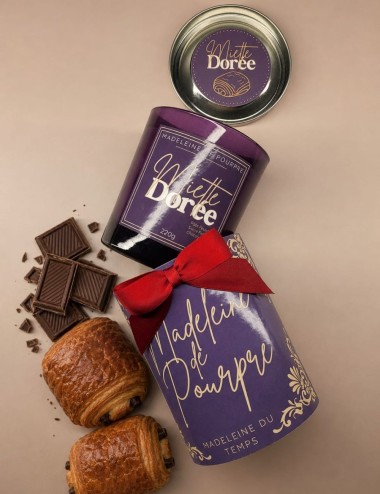 Bougie parfumée gourmande pain au chocolat. Notes sucrées,gourmandes,chocolatés. Senteur boulangerie. Madeleine de Pourpre
