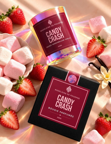Candy Crash - Bougie Parfumée 220g  | Marshmallow,Fraises,Vanille
