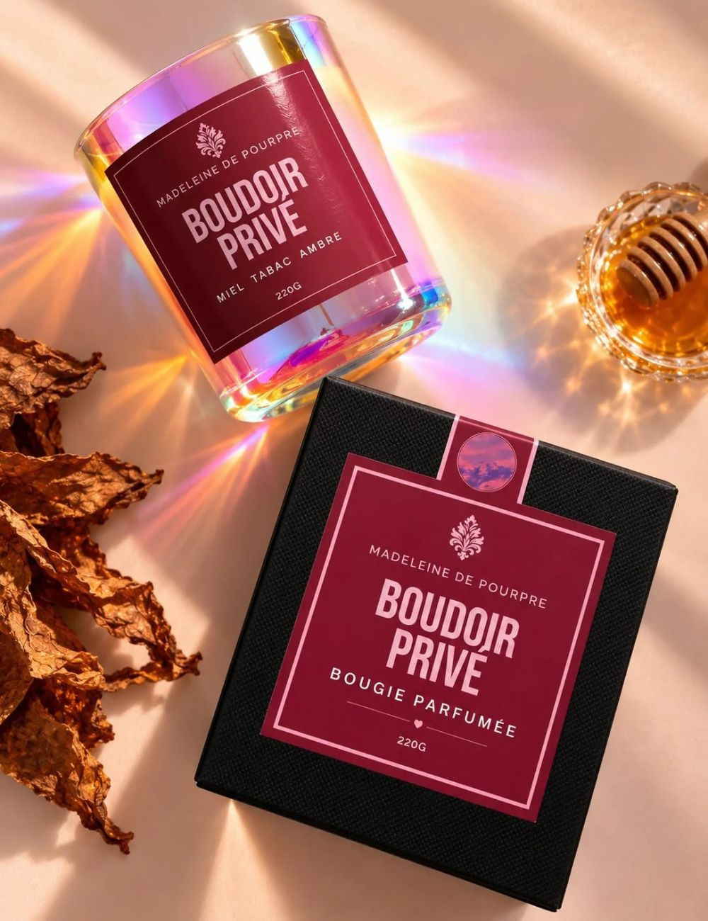 Boudoir Privé - Bougie Parfumée 220g  | Miel,Tabac,Tonka